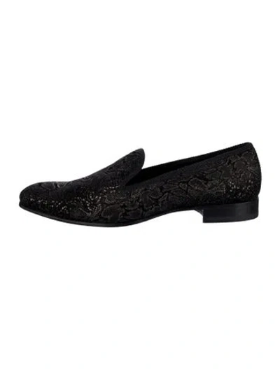 Pre-owned Mezlan Suede Animal Print Dress Loafers In Blue