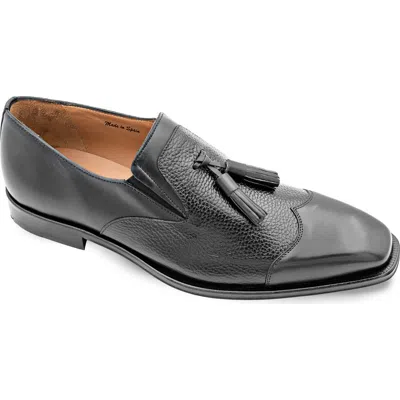 Mezlan Tassel Ornament Leather Loafer In Black