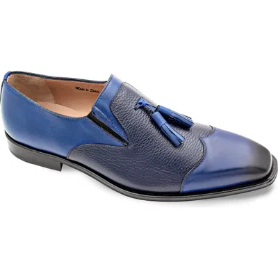 Mezlan Tassel Ornament Leather Loafer In Blue