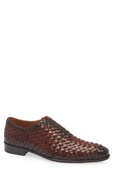 Mezlan Woven Perforated Wholecut Shoe In Medium Brown