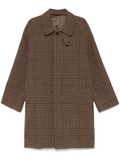 Mfpen Accession Coat In Brown Check Recycled Wool