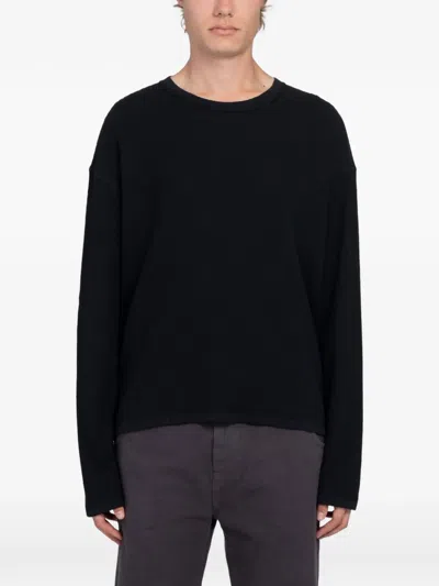 Mfpen Ajour-stripe Elbow-patch Sweater In Black