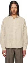 Mfpen Executive Cotton And Linen-blend Seersucker Shirt In Beige Structure Chec