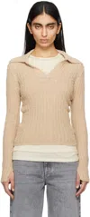 Mfpen Beige Open Placket Polo In Oatmeal Snug
