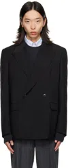 Mfpen Black Double Breasted Blazer In Black