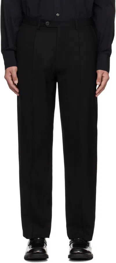 Mfpen Black Formal Trousers In Black Tropical Wool