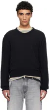 Mfpen Black Phrase Knit Sweater In Black Snug