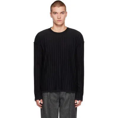 Mfpen Black Round Neck Sweater In Black Inverted Ajour