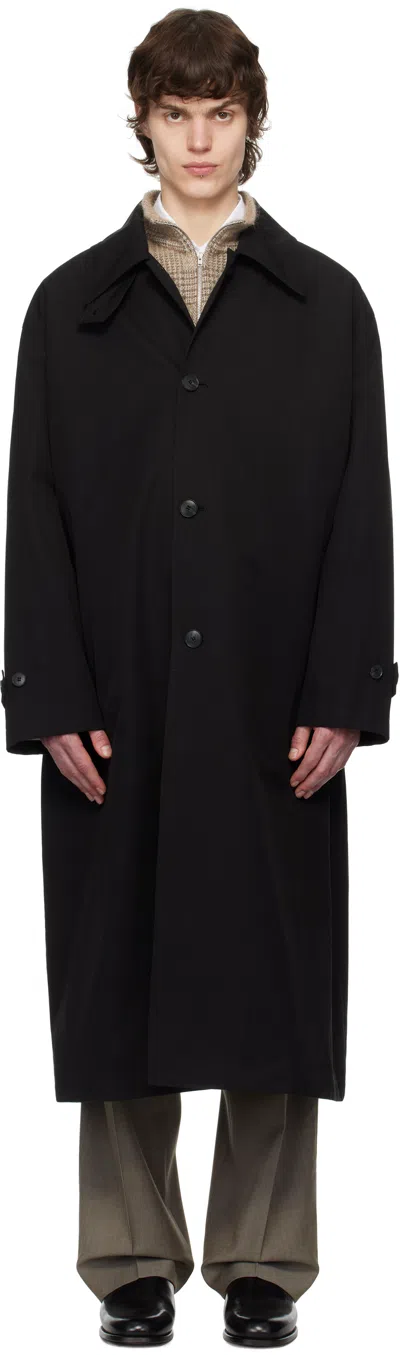 Mfpen Black Venture Coat In Black Gabardine