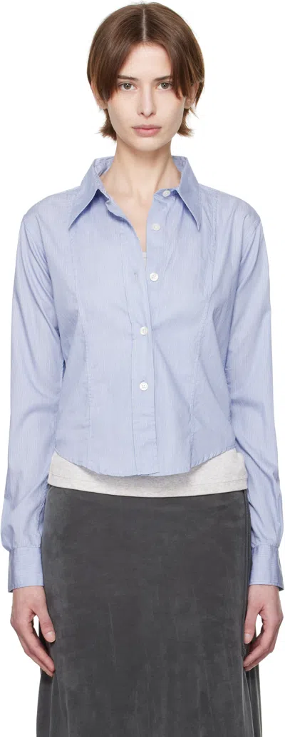 Mfpen Blue Readers Shirt In Blue Fine Stripe