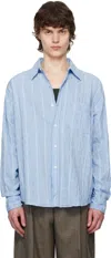 Mfpen Blue Seersucker Executive Shirt In Textured Table Cloth