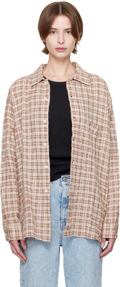 Mfpen Brown & Off-white Mechanic Shirt In Rusty Check