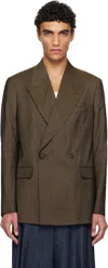 Mfpen Brown Double Breasted Blazer In Nutmeg Vintage Strip