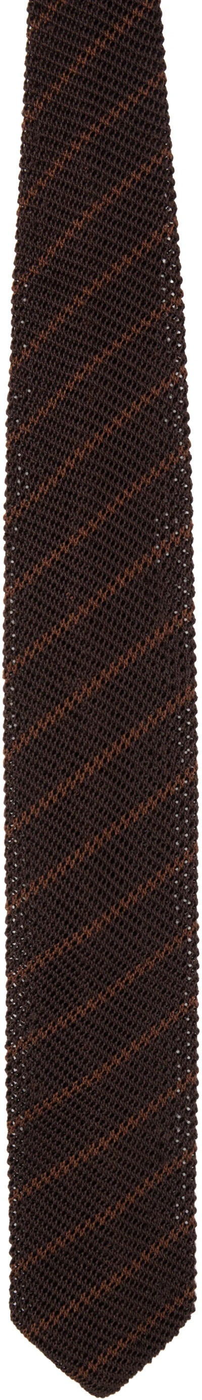Mfpen Brown Formal Stripe Tie In Chestnut Stripe