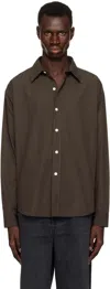 Mfpen Brown Poplin Executive Shirt In Washed Brown