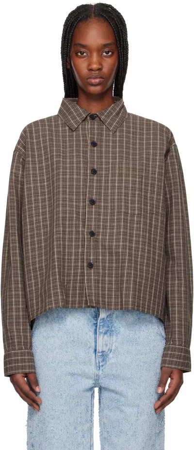 Mfpen Brown Priority Shirt In Brown Linen Check