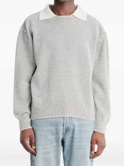 Mfpen Charming Striped Wool Sweatshirt In Neutrals