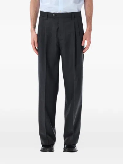 Mfpen Classic Wide Straight Wool Trousers In Black