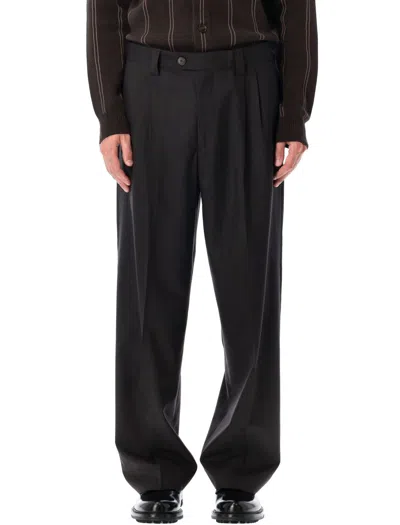 Mfpen Straight-leg Pleated Wool-twill Suit Trousers In Black