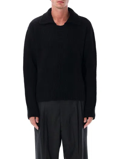 MFPEN MFPEN WOOL KNIT SWEATER WITH COLLAR BLACK