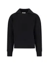 Mfpen Open Collar Ribbed Knit Sweater In Black