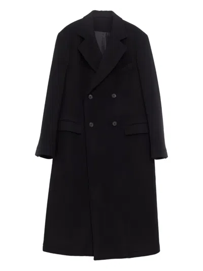 Mfpen Conference Double-breasted Coat In Black