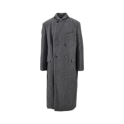 Mfpen 'conference' Herringbone Wool Long Coat In Grey