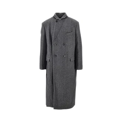 Mfpen Conference Herringbone Wool Long Coat In Brown