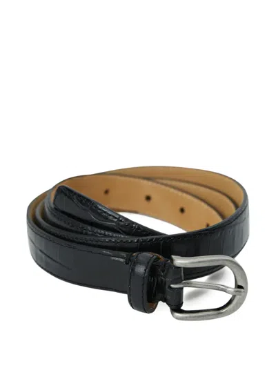 Mfpen Crocodile Leather Belt In Black