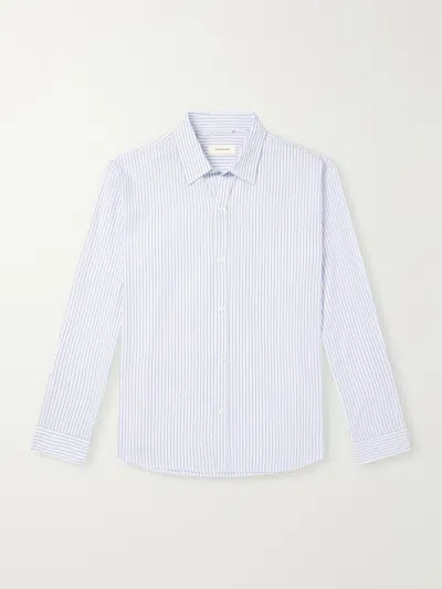 Mfpen Distant Striped Cotton-poplin Shirt In Blue