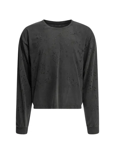 Mfpen Relaxed Ls Crewneck Black Organic Cotton T-shirt In Multi