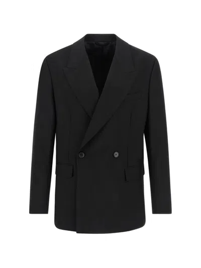 Mfpen Double-breasted Peaked-lapel Blazer In Black
