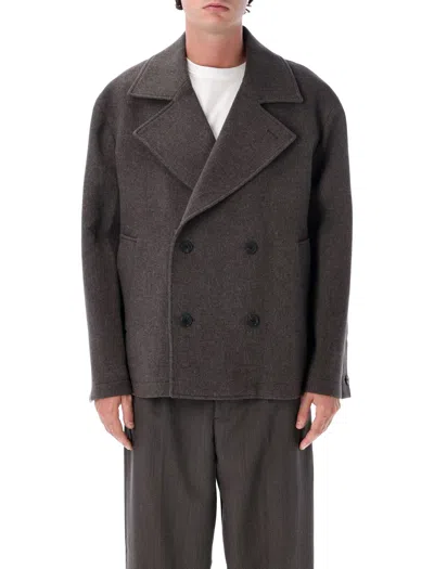 Mfpen Double-breasted Wool Coat In Ash Brown