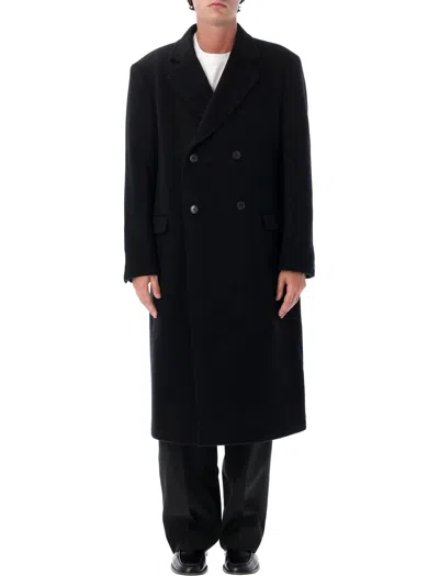 Mfpen Double-breasted Wool Overcoat In Nero