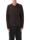 Mfpen Cable-knit Zip Cardigan In Brown