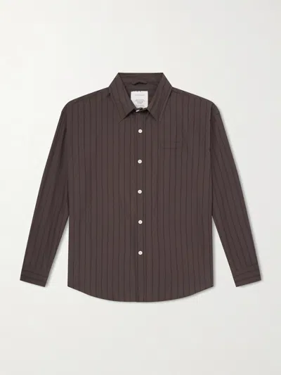 Mfpen Essay Pinstriped Cotton Shirt In Brown
