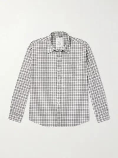 Mfpen Executive Checked Cotton-blend Poplin Shirt In Gray