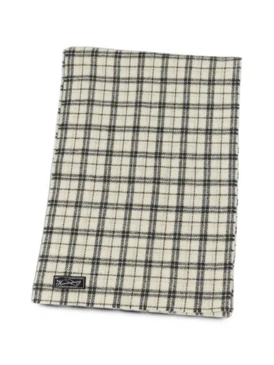 Mfpen Facade Checked Wool Scarf In Neutral