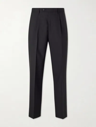 Mfpen Formal Straight-leg Pleated Wool Suit Trousers In Black