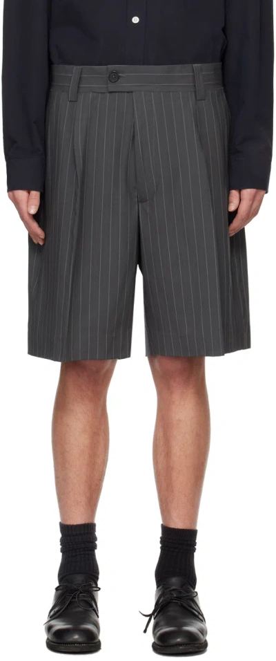 Mfpen Gray Classic Shorts In Anthracite Pinstripe