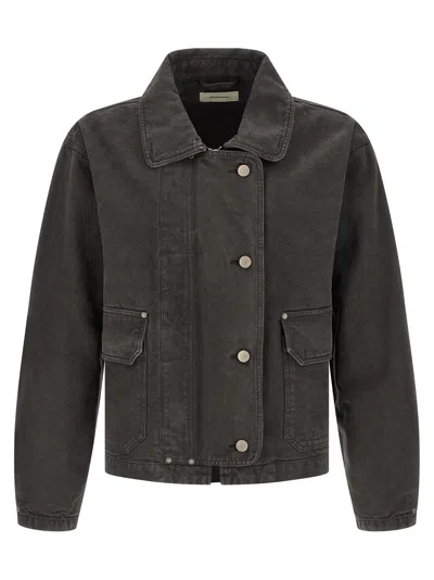Mfpen Gray Organic Cotton Denim Men's Jacket In Black