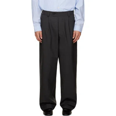 Mfpen Gray Patch Trousers In Dark Grey Dry Wool