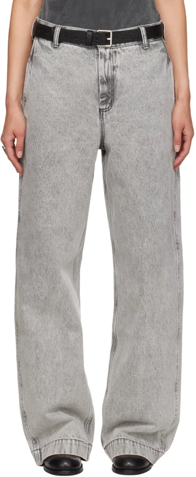 Mfpen Gray Straight Cut Jeans In Light Grey