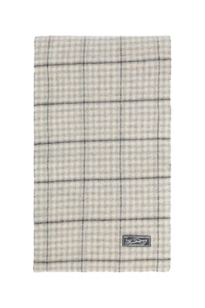 Mfpen Grey Check Facade Scarf In Neutral