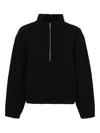 Mfpen Common Half Zip Sweater Black Fuzzy Recycled Fleece In Black