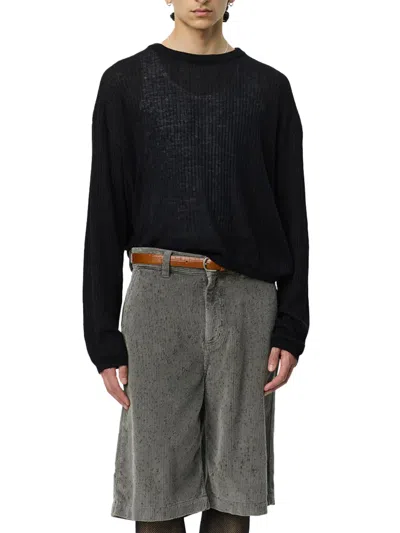 Mfpen Knee-length Trousers With Relaxed Fit And Textured Fabric In Gray