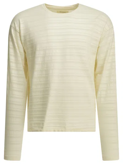 Mfpen Knitted Crew Neck White Organic Cotton Sweater In Multi