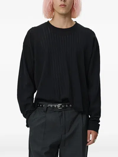 Mfpen Lace Stripe T-shirt In Black