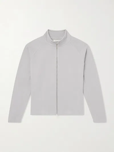 Mfpen Leisure Organic Cotton Zip-up Sweater In Gray