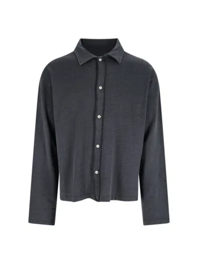 Mfpen Linen-cotton Button-up Shirt For Men In Grey